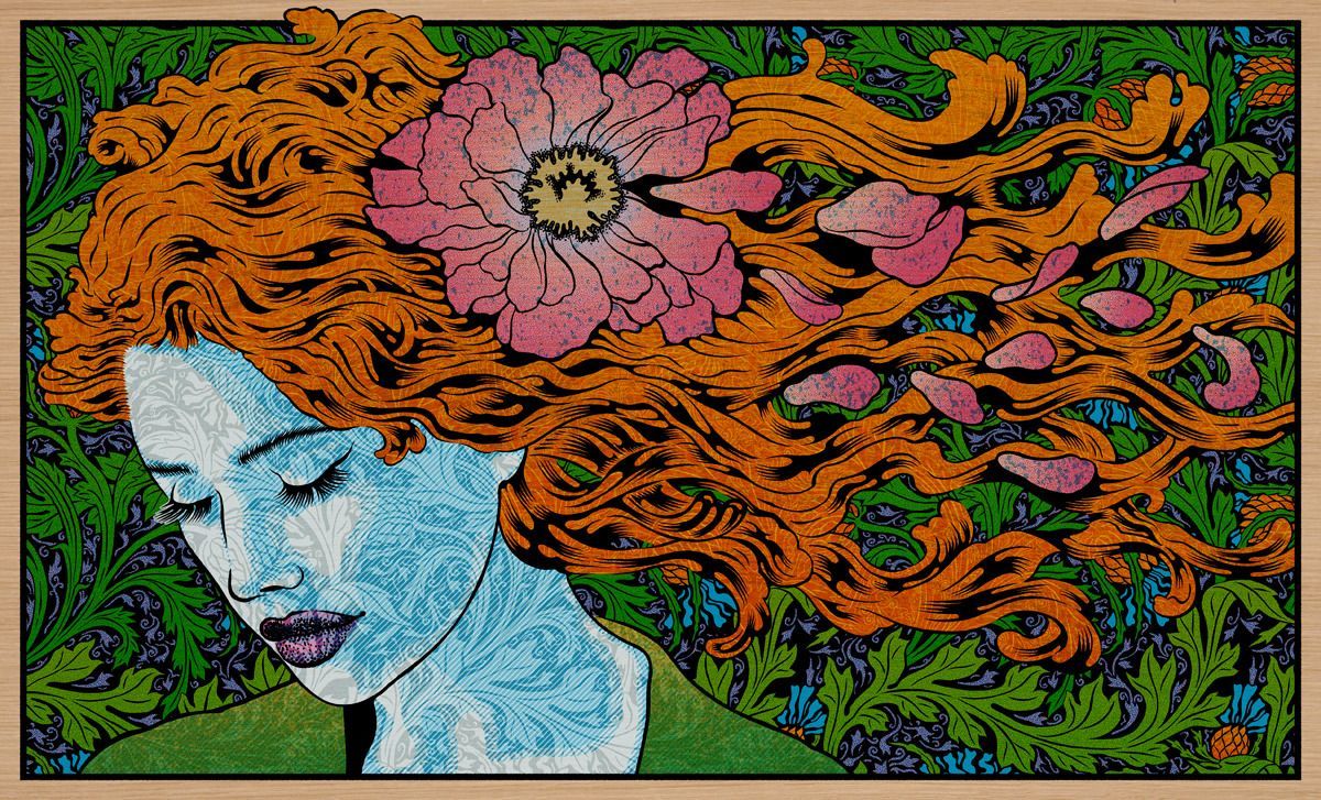 Tableau de CHUCK SPERRY a pour titre FLORA WOOD PANEL AP style figuratif dim : CHUCK SPERRYprix:3400