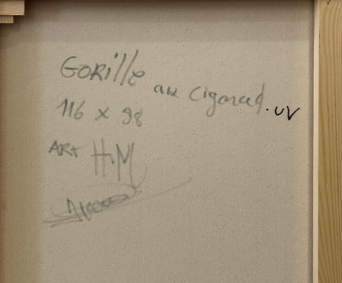Tableau de ART HM a pour titre Gorille au cigare UV style street art dim : ART HMprix:1200