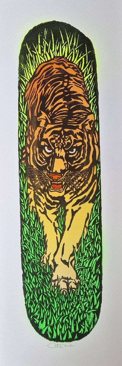 Editions d'art de OSRU a pour titre SKATE/TIGRE ORANGE style figuratif dim : OSRUprix:70