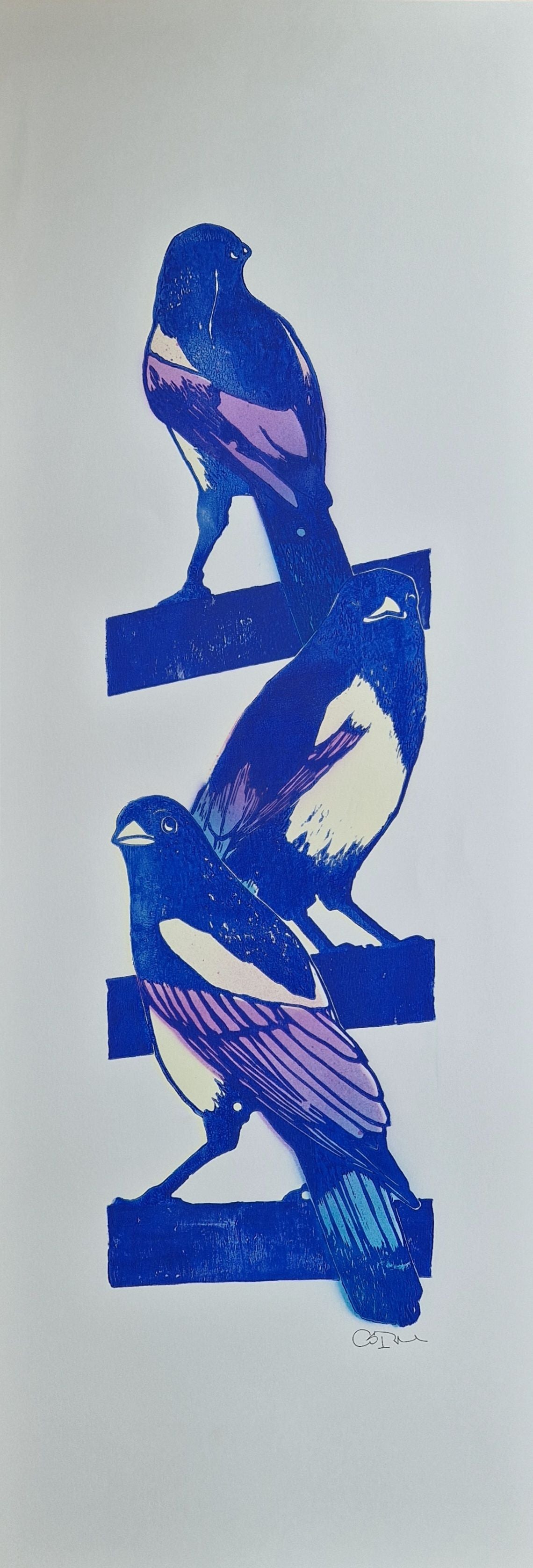 Editions d'art de OSRU a pour titre SKATE/3 PIES PAPOTENT BLEU ET VIOLET style figuratif dim : OSRUprix:70