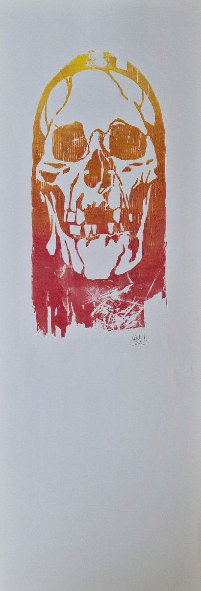 Editions d'art de OSRU a pour titre SKATE/CRANE ROUGE ET ORANGE style figuratif dim : OSRUprix:70