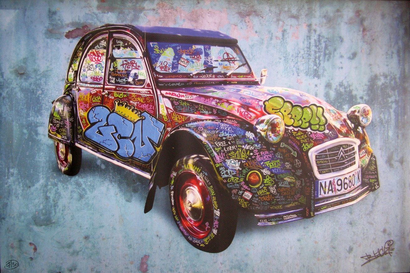 Editions d'art de BLACH a pour titre 2 CV style graffiti, street pop art dim : BLACHprix:80