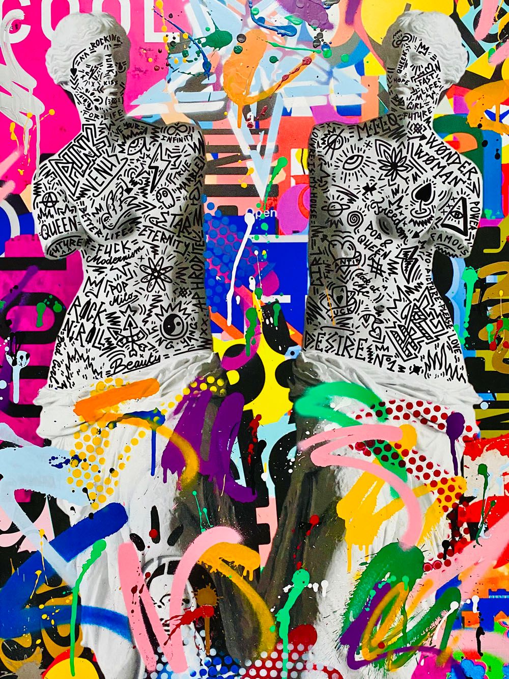 Editions d'art de RS ARTIST a pour titre DOUBLE STREETY VENUS style street pop art, street art dim : RS ARTISTprix:70