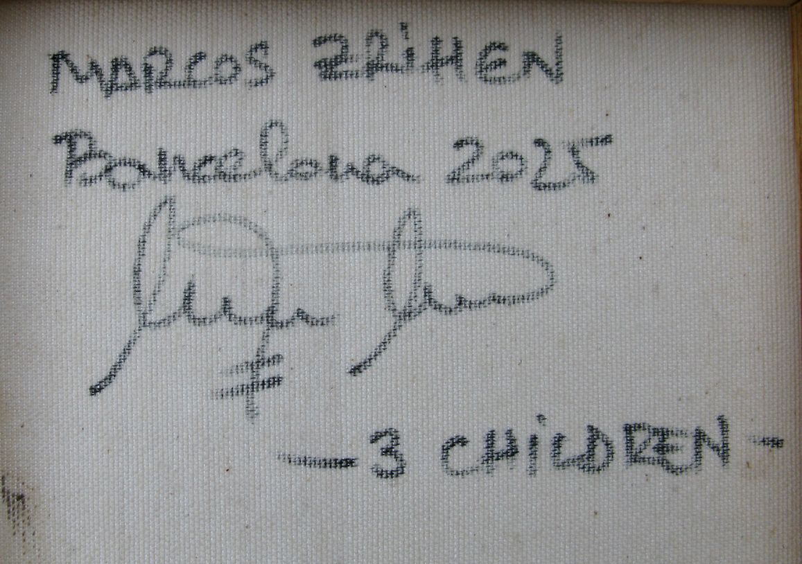 Tableau de MARCOS ZRIHEN NOWOTNY a pour titre 3 Children - Barcelona 2025 style figuratif dim : MARCOS ZRIHEN NOWOTNYprix:80