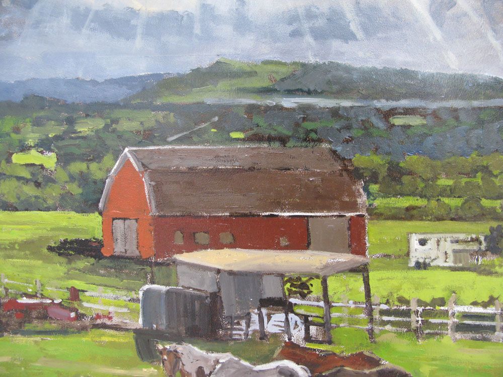 Tableau de ADRIEN FAVEAU a pour titre AMERICAN FARM style figuratif dim : ADRIEN FAVEAUprix:2300