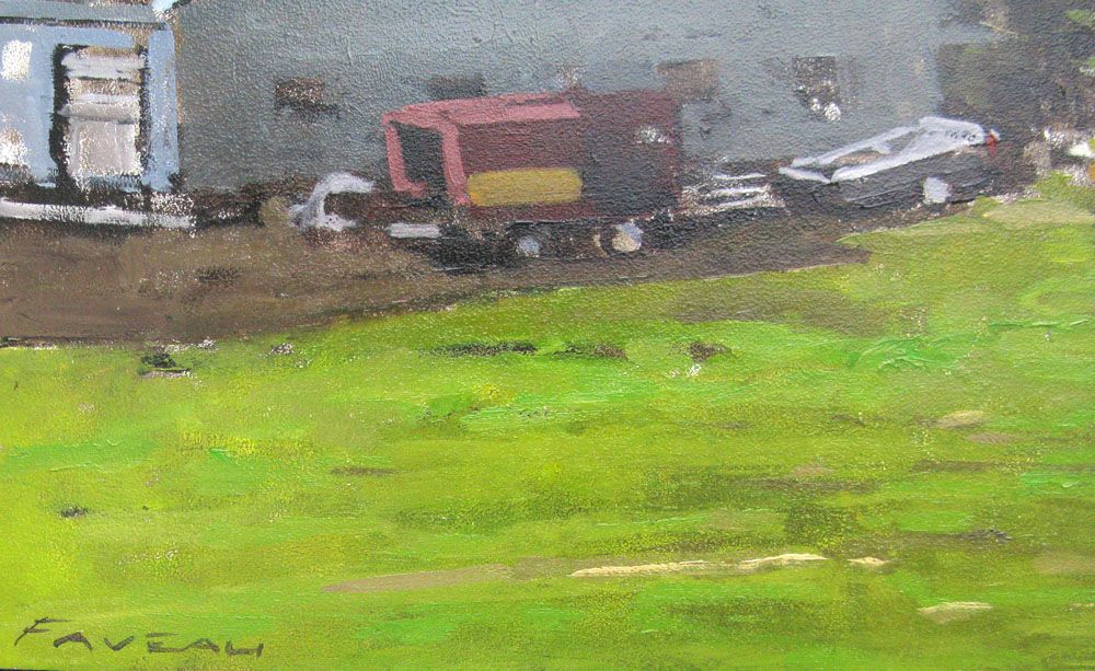 Tableau de ADRIEN FAVEAU a pour titre AMERICAN FARM style figuratif dim : ADRIEN FAVEAUprix:2300