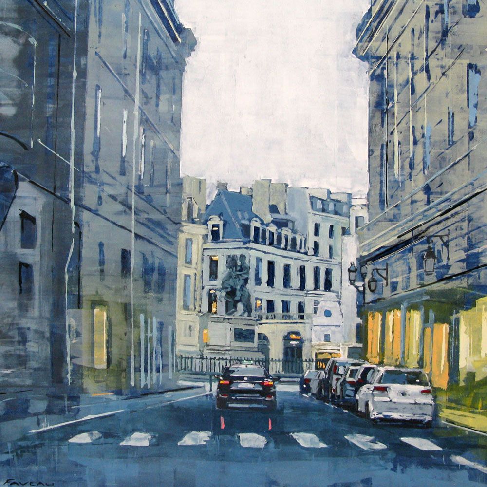 Tableau de ADRIEN FAVEAU a pour titre PLACE DES VICTOIRES style figuratif dim : ADRIEN FAVEAUprix:1800