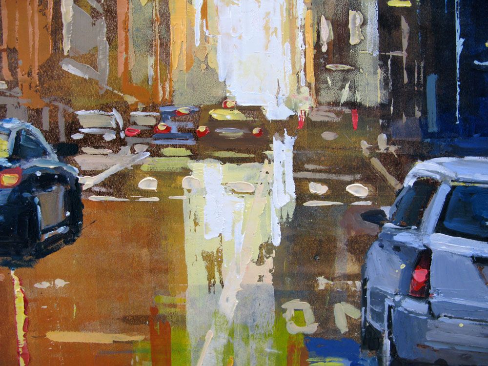 Tableau de ADRIEN FAVEAU a pour titre 57TH STREET SUNSET style figuratif dim : ADRIEN FAVEAUprix:2500