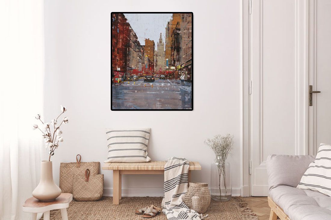 Tableau de ADRIEN FAVEAU a pour titre MANHATTAN AUTUMN style figuratif dim : ADRIEN FAVEAUprix:2500