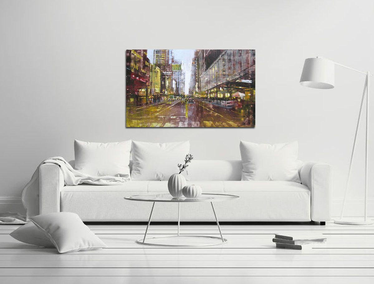 Tableau de ADRIEN FAVEAU a pour titre WEST 34TH STREET style figuratif dim : ADRIEN FAVEAUprix:5000