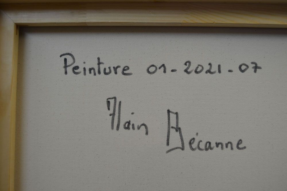 Tableau de ALAIN BECANNE a pour titre PEINTURE 01-2021-07 style abstrait dim : ALAIN BECANNEprix:
