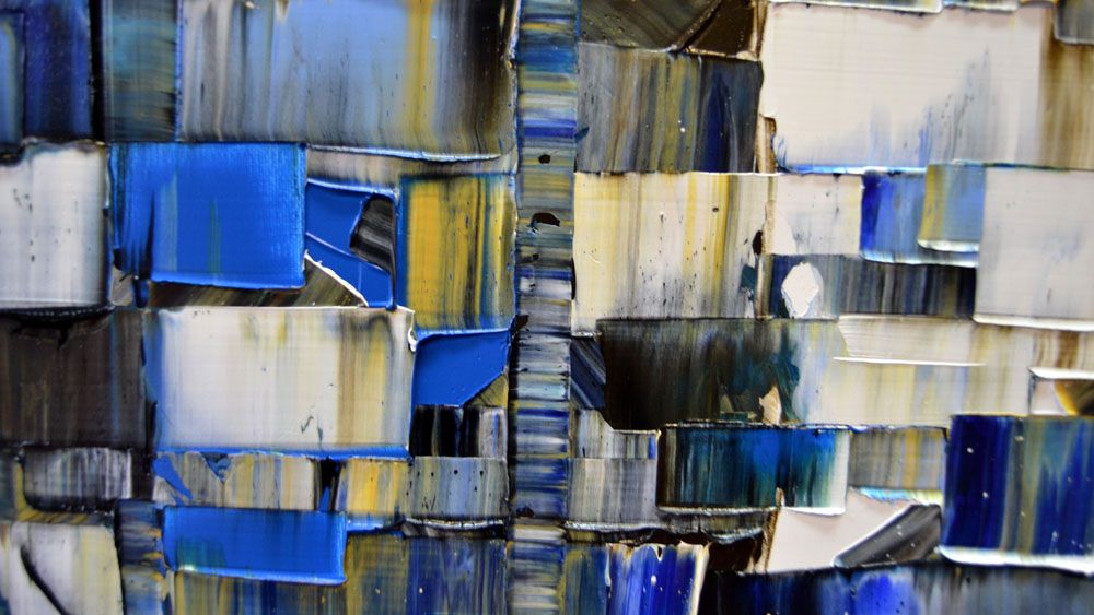 Tableau de ALAIN BECANNE a pour titre PEINTURE 02-2022-17 style abstrait dim : ALAIN BECANNEprix: