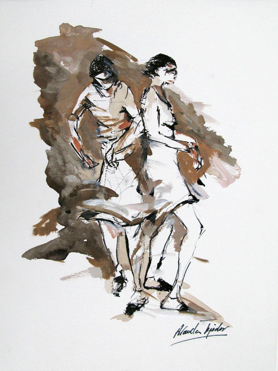 Dessin de ARANCHA TEJEDOR a pour titre PERSONNAGES EN MOUVEMENT 4 style figuratif dim : ARANCHA TEJEDORprix:160