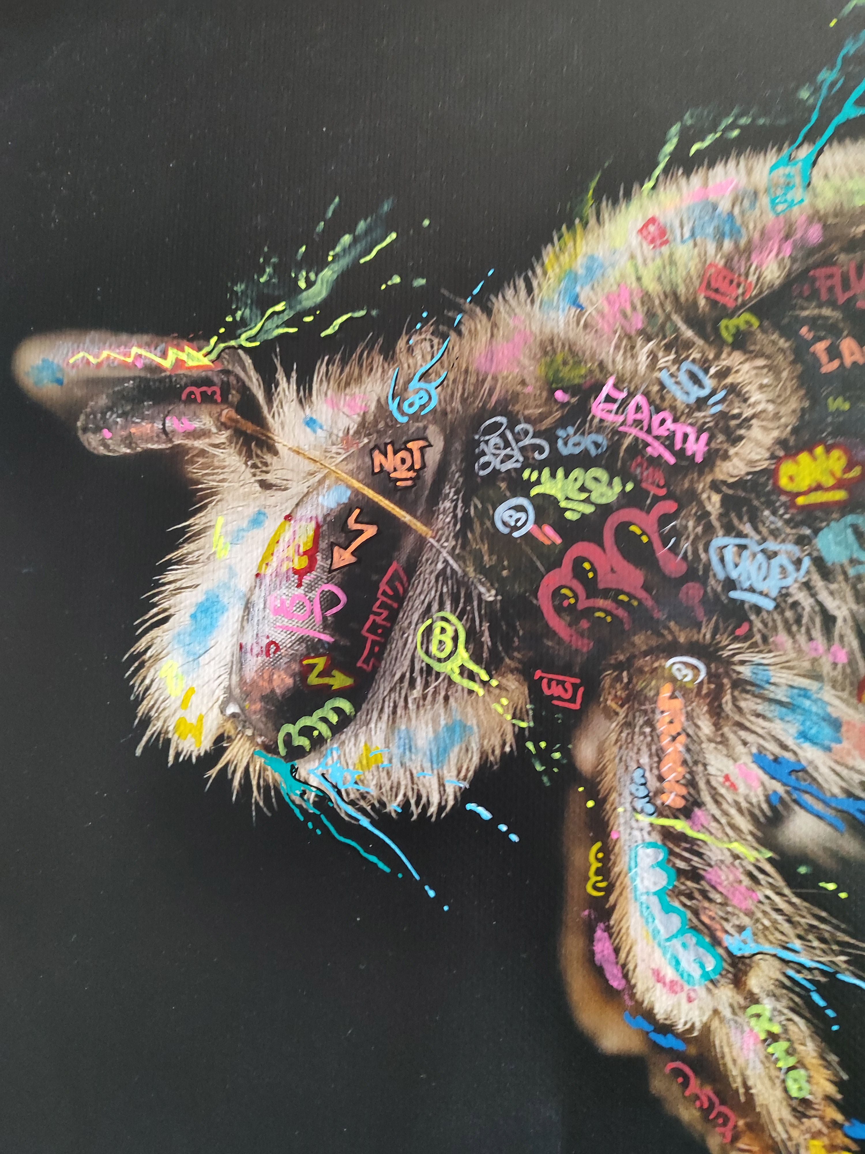 Tableau de BLACH a pour titre Abeille style graffiti, street art dim : BLACHprix:550