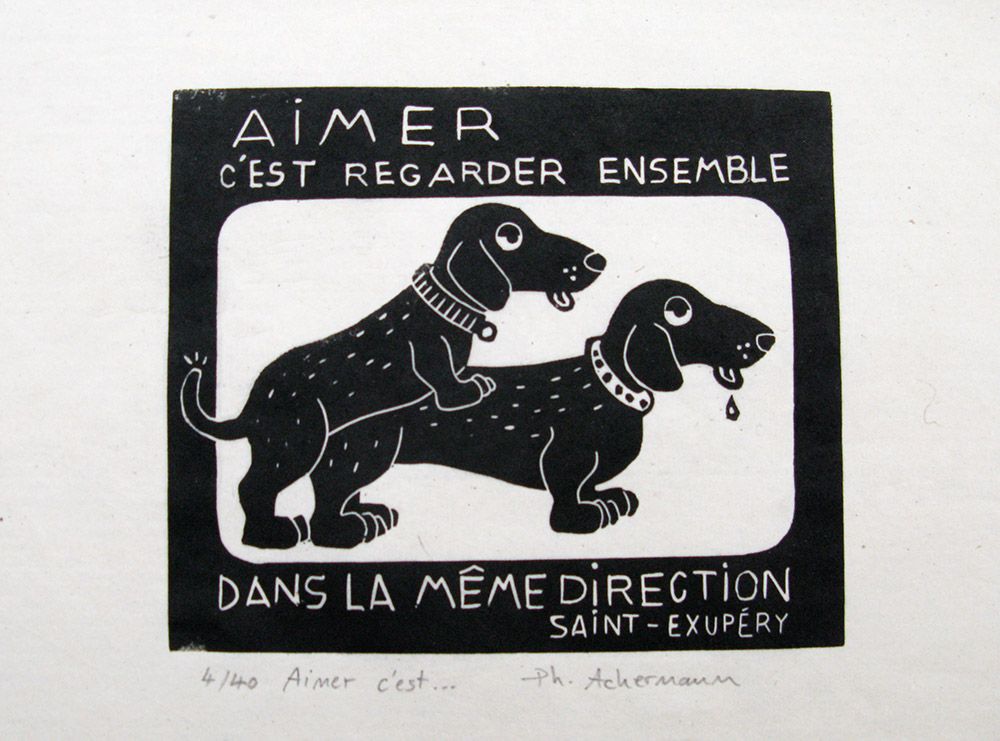 Editions d'art de PHILIPPE ACHERMANN a pour titre Aimer c'est regarder ensemble style figuratif dim : PHILIPPE ACHERMANNprix:40