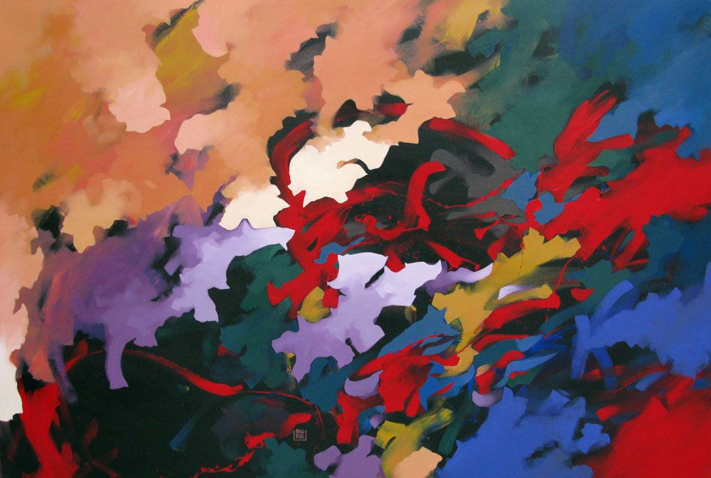 Tableau de BRUNEAU a pour titre THE SCREAM OF THE BUTTERFLY style abstrait dim : BRUNEAUprix:1000