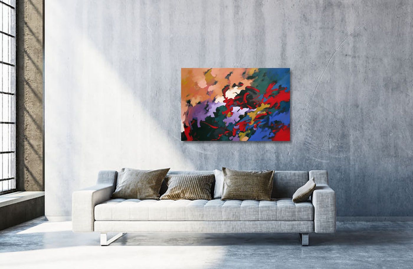 Tableau de BRUNEAU a pour titre THE SCREAM OF THE BUTTERFLY style abstrait dim : BRUNEAUprix:1000