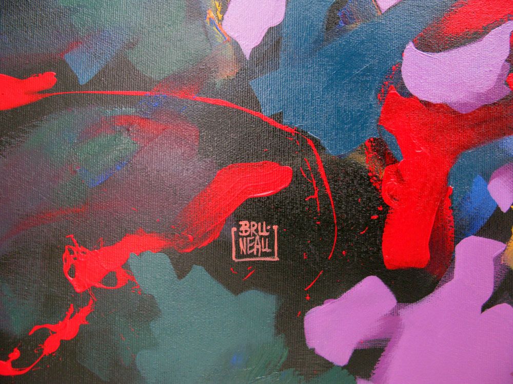 Tableau de BRUNEAU a pour titre THE SCREAM OF THE BUTTERFLY style abstrait dim : BRUNEAUprix:1000