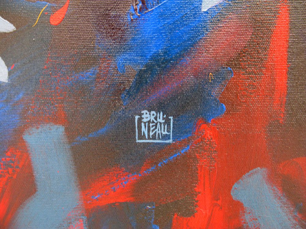 Tableau de BRUNEAU a pour titre LA BESTE style abstrait dim : BRUNEAUprix: