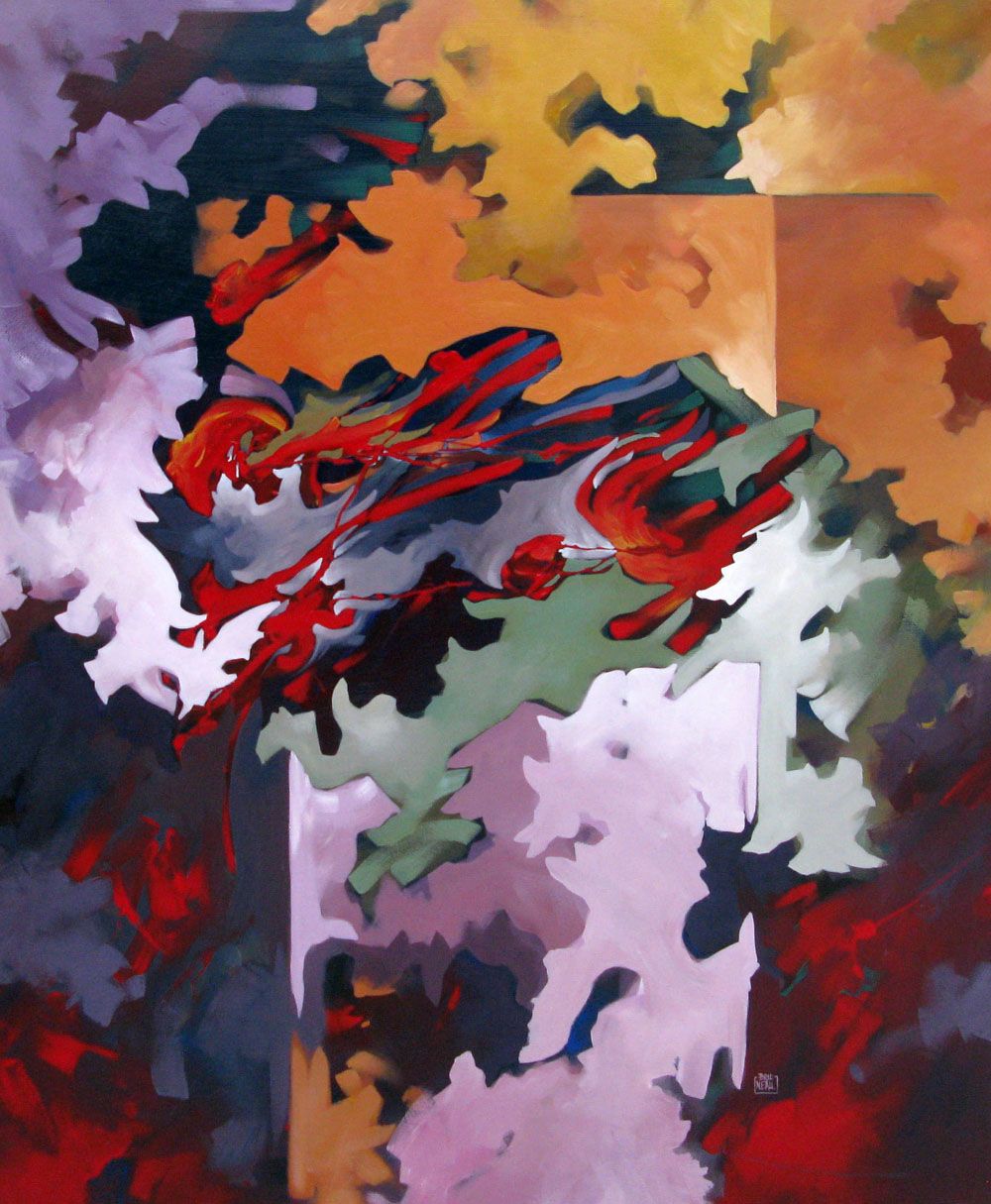 Tableau de BRUNEAU a pour titre PEINTURE ABSTRAITE 50 style abstrait dim : BRUNEAUprix:
