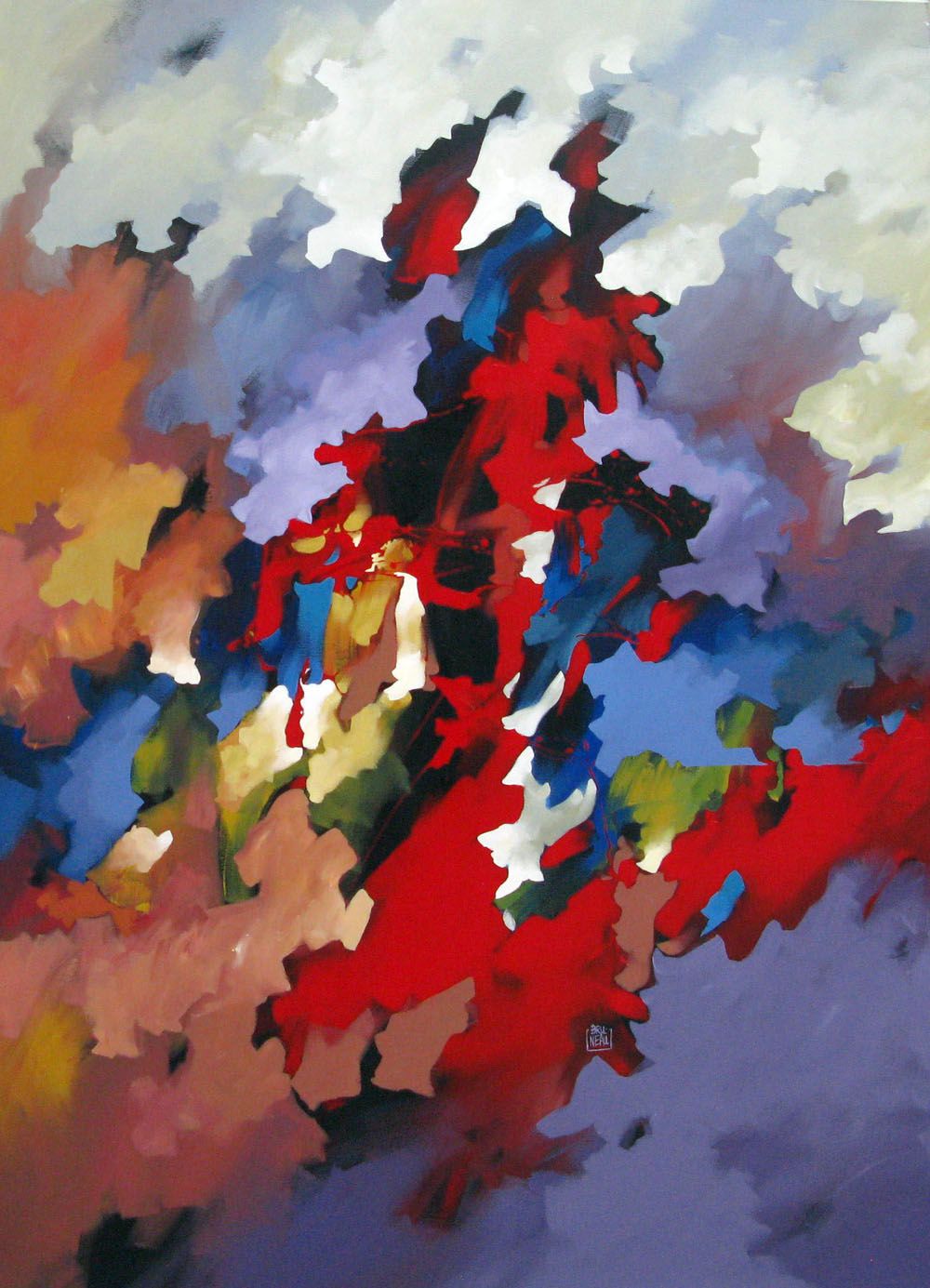 Tableau de BRUNEAU a pour titre PEINTURE ABSTRAITE 56 style abstrait dim : BRUNEAUprix: