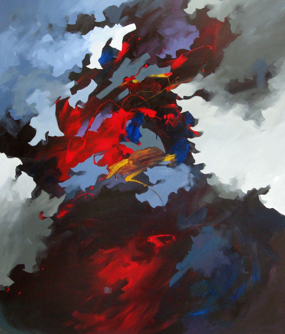 Tableau de BRUNEAU a pour titre LE CHATEAU DANS LE CIEL style abstrait dim : BRUNEAUprix: