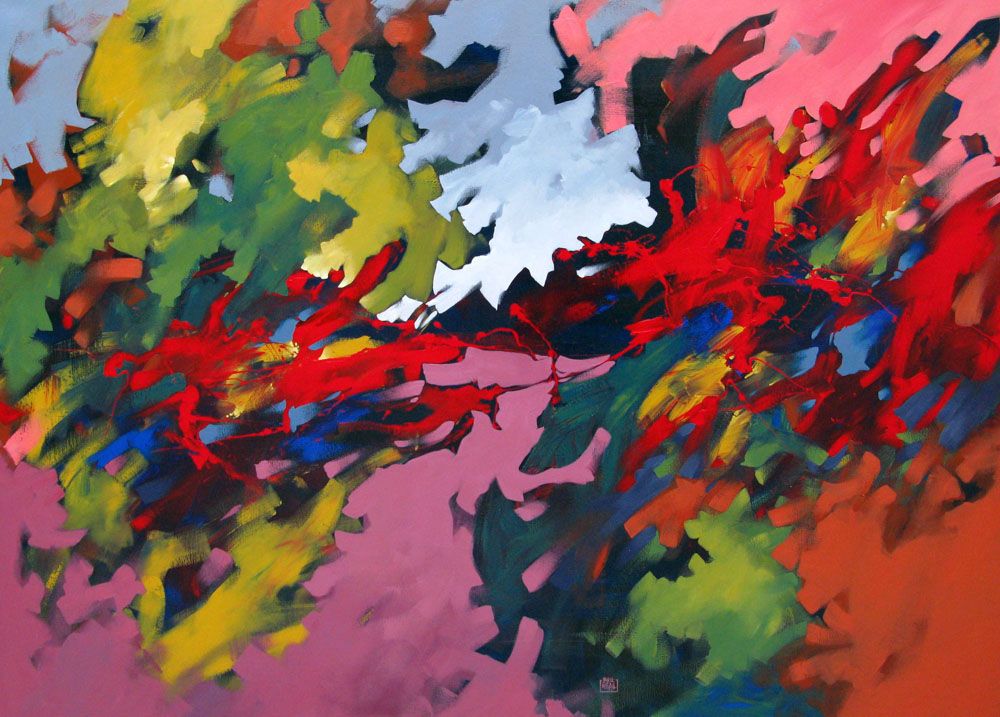 Tableau de BRUNEAU a pour titre PEINTURE ABSTRAITE 53 style abstrait dim : BRUNEAUprix:1000