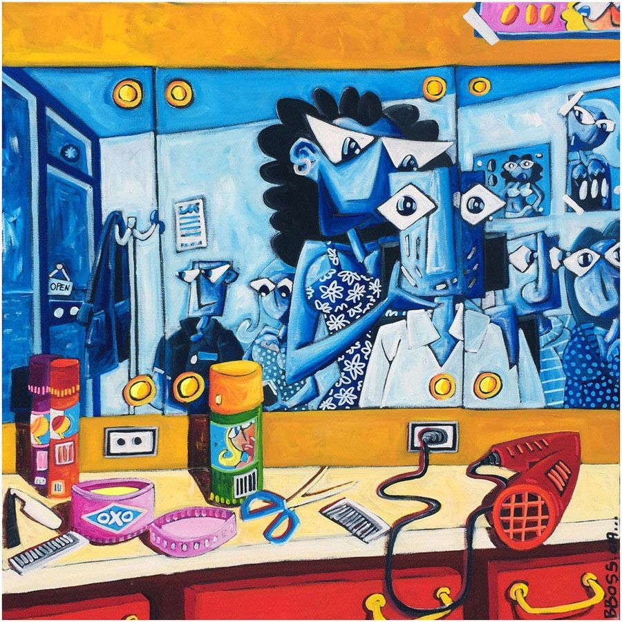 Tableau de B BOSS a pour titre DEGAGE AUTOUR DES OREILLES style figuratif dim : B BOSSprix: