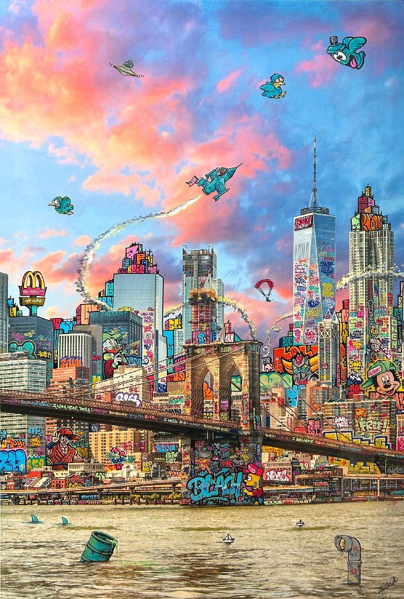 Tableau de BLACH a pour titre New York ultimate 2026 style graffiti, street art dim : BLACHprix:1500