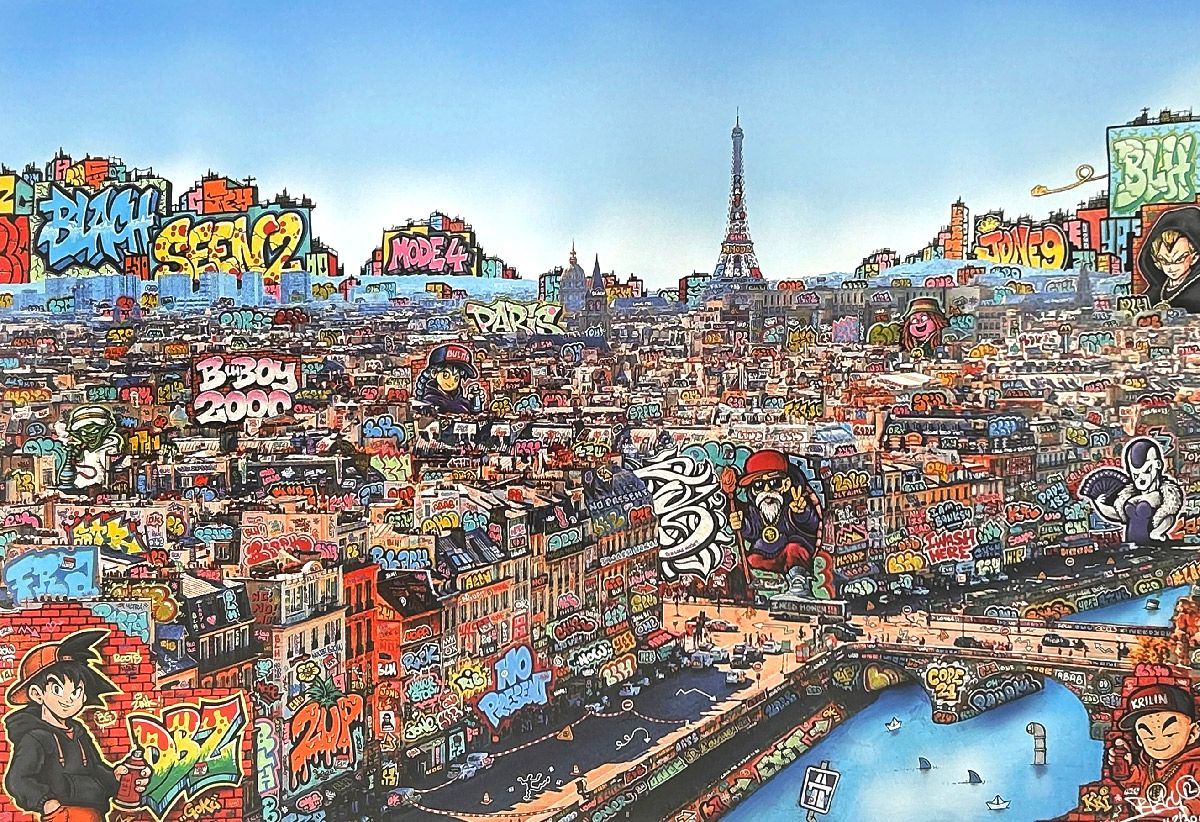 Editions d'art de BLACH a pour titre PARIS DBZ style graffiti, street art dim : BLACHprix:220
