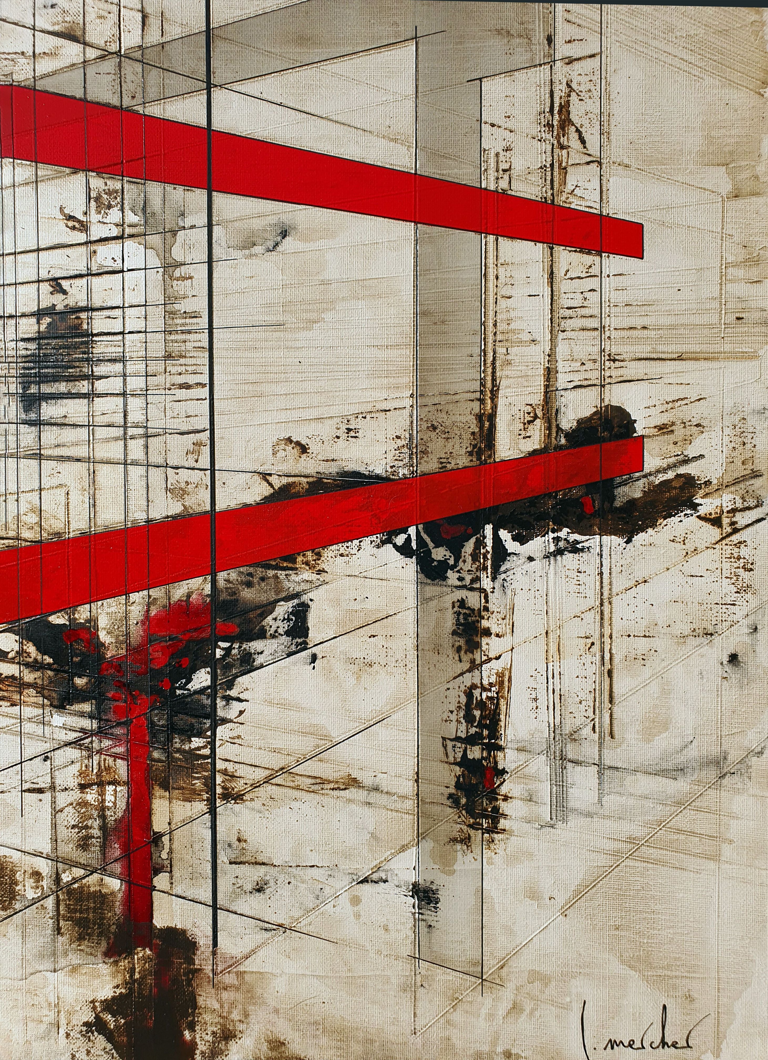 Tableau de LUDOVIC MERCHER a pour titre CIVILIZATION style abstrait dim : LUDOVIC MERCHERprix:750