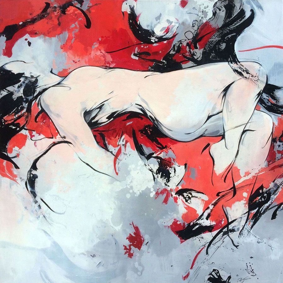 Tableau de CYRIL REGUERRE a pour titre RED style figuratif dim : CYRIL REGUERREprix: