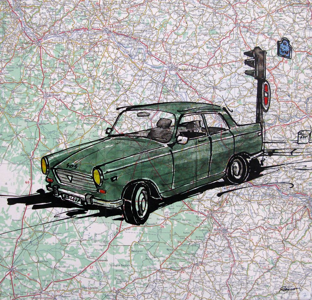 Tableau de CYRIL REGUERRE a pour titre 404 VERT style figuratif dim : CYRIL REGUERREprix: