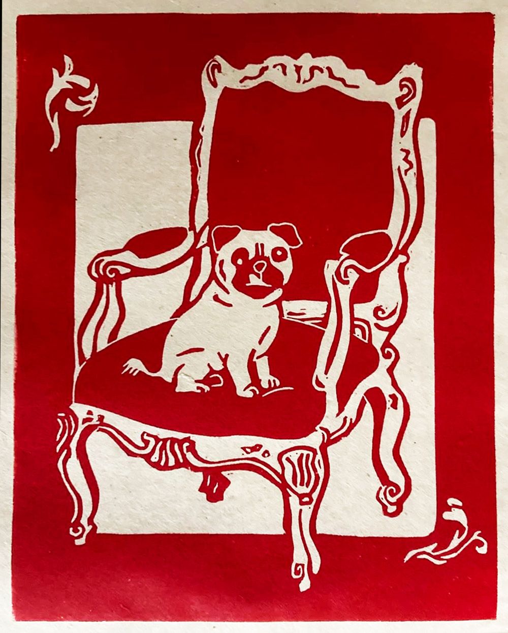 Editions d'art de PHILIPPE ACHERMANN a pour titre Carlin et fauteuil Louis XV style figuratif dim : PHILIPPE ACHERMANNprix:40
