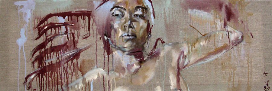 Tableau de DAMIEN LEGRAIN a pour titre MASQUE style figuratif dim : DAMIEN LEGRAINprix: