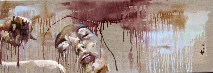Tableau de DAMIEN LEGRAIN a pour titre JOUISSANCE style figuratif dim : DAMIEN LEGRAINprix:
