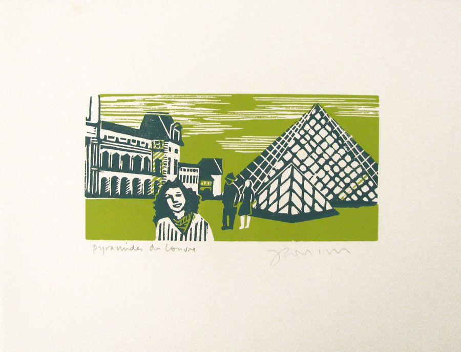 Editions d'art de JULIA CHAUSSON a pour titre PYRAMIDES DU LOUVRE style figuratif dim : JULIA CHAUSSONprix: