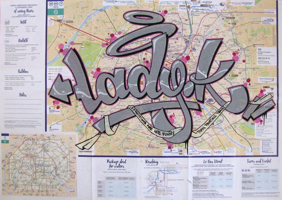 Dessin de LADY K a pour titre LADY K SUR PARIS style graffiti, street art dim : LADY Kprix:400