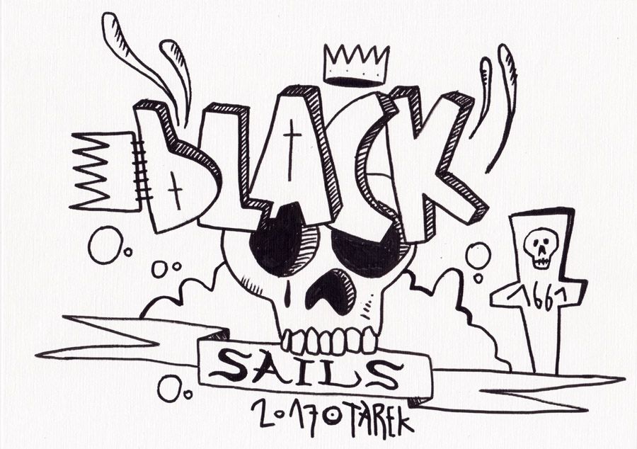 Dessin de TAREK a pour titre BLACK SAILS style graphique dim : TAREKprix: