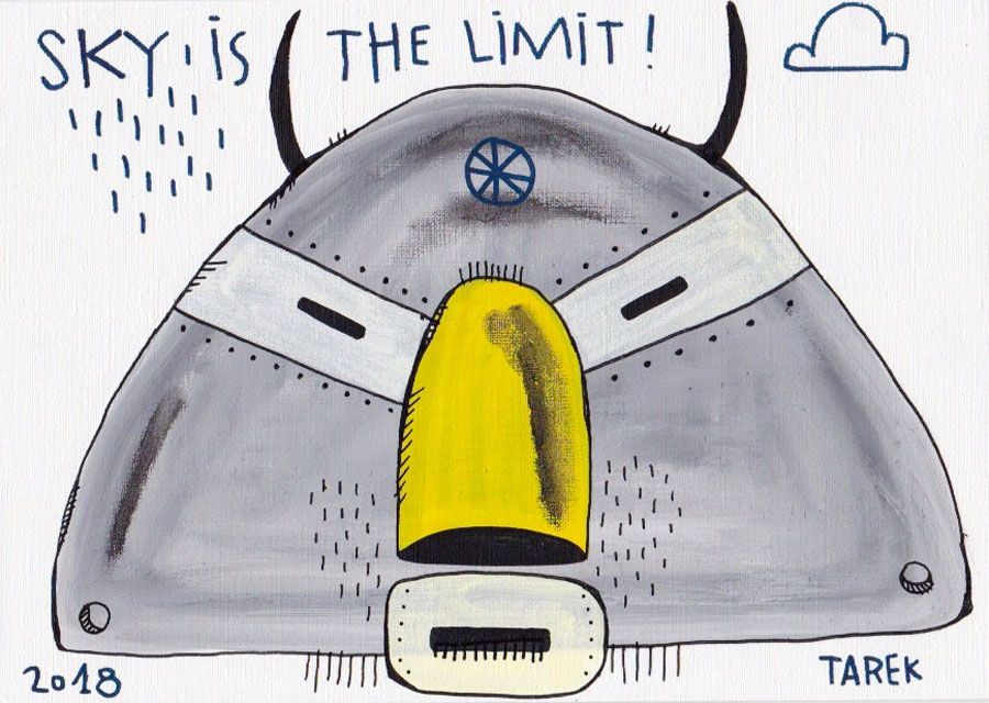 Dessin de TAREK a pour titre SKY IS THE LIMIT style graphique dim : TAREKprix: