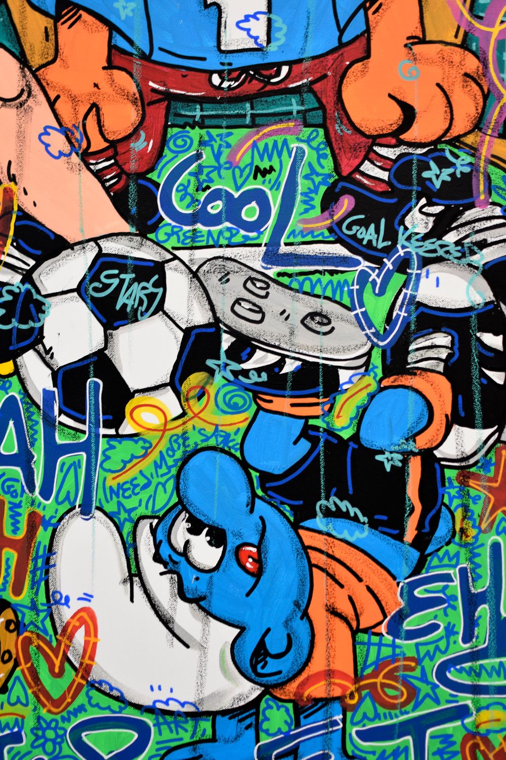 Tableau de RICO SAB a pour titre OL Yeah... So foot style street pop art, street art dim : RICO SABprix:1150