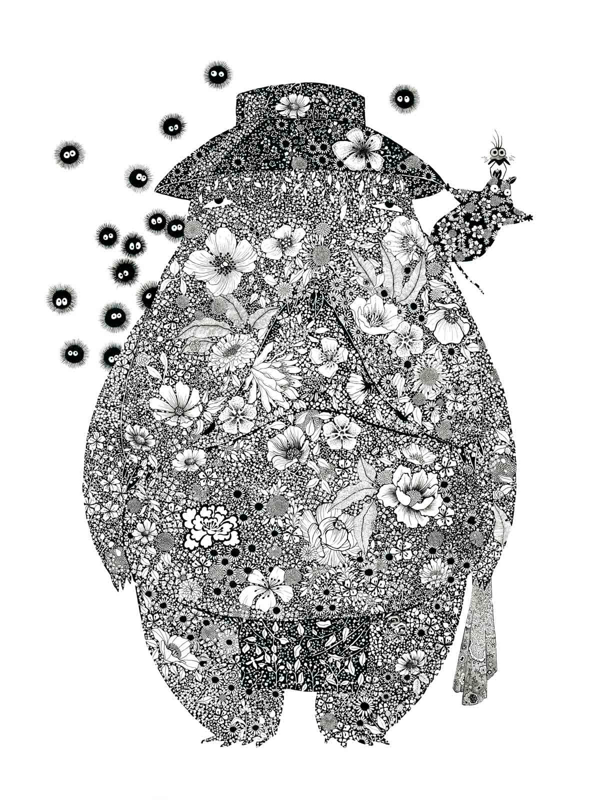 Editions d'art de CAMILLE POLI a pour titre FLOWER CHIHIRO I style figuratif, graphique dim : CAMILLE POLIprix:160