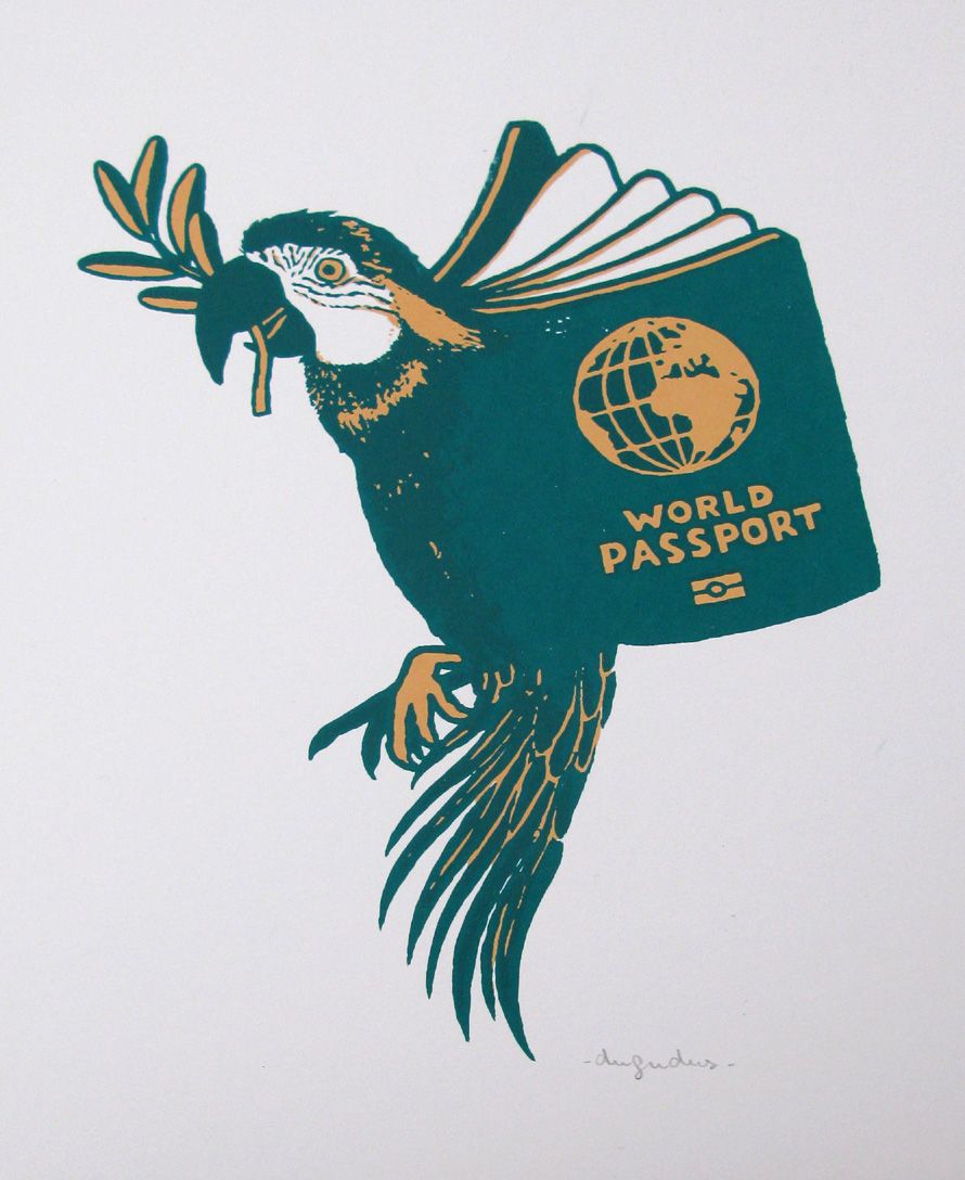 Editions d'art de DUGUDUS a pour titre WORLD PASSPORT style graphique dim : DUGUDUSprix:40