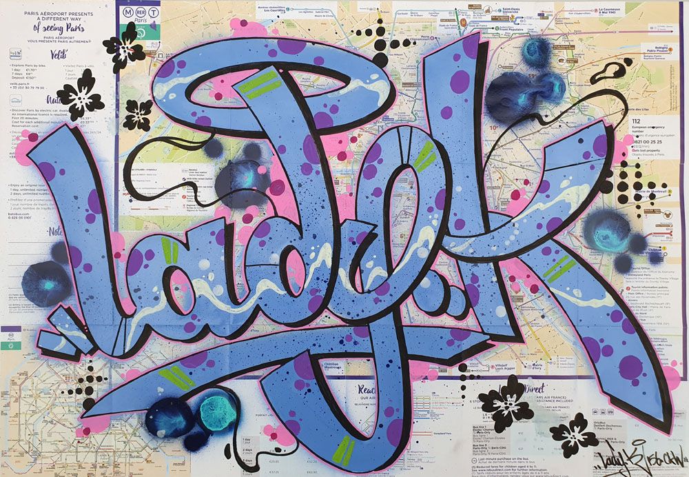 Editions d'art de LADY K a pour titre LADY K IN PARIS style graffiti, street art dim : LADY Kprix:80