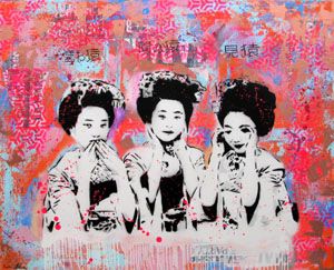Editions d'art de SARA CHELOU a pour titre MAIKO 40x50 style street pop art, street art dim : SARA CHELOUprix:120