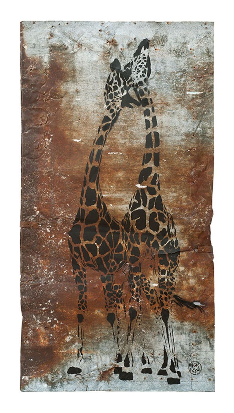 Editions d'art de MOSKO a pour titre 2 GIRAFES VERSO style street art dim : MOSKOprix:75