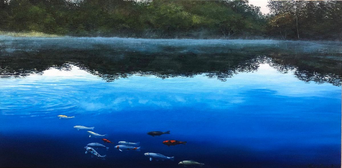 Tableau de ELISE BARAT a pour titre Le lac style figuratif dim : ELISE BARATprix:550