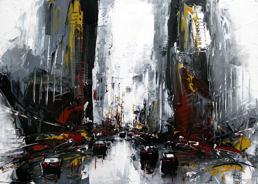 Tableau de F. BOUTET a pour titre BROADWAY style figuratif dim : F. BOUTETprix:600
