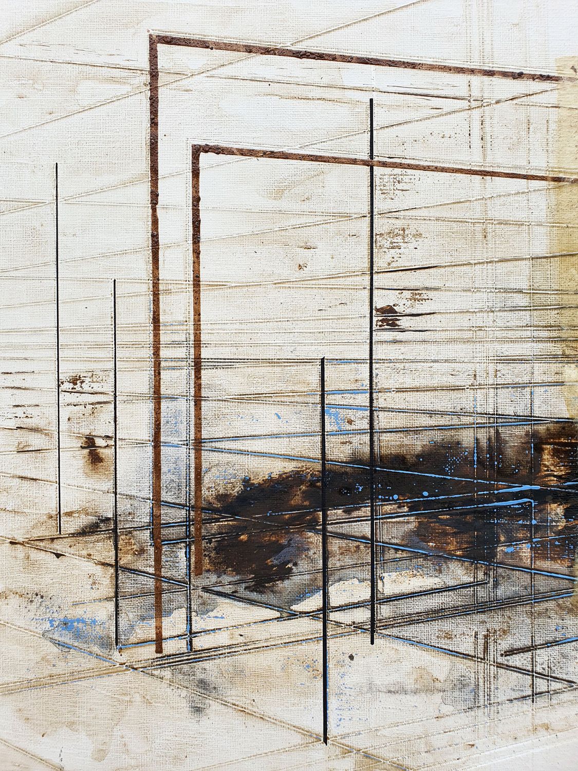 Tableau de LUDOVIC MERCHER a pour titre GEAI BLEU style abstrait dim : LUDOVIC MERCHERprix:450