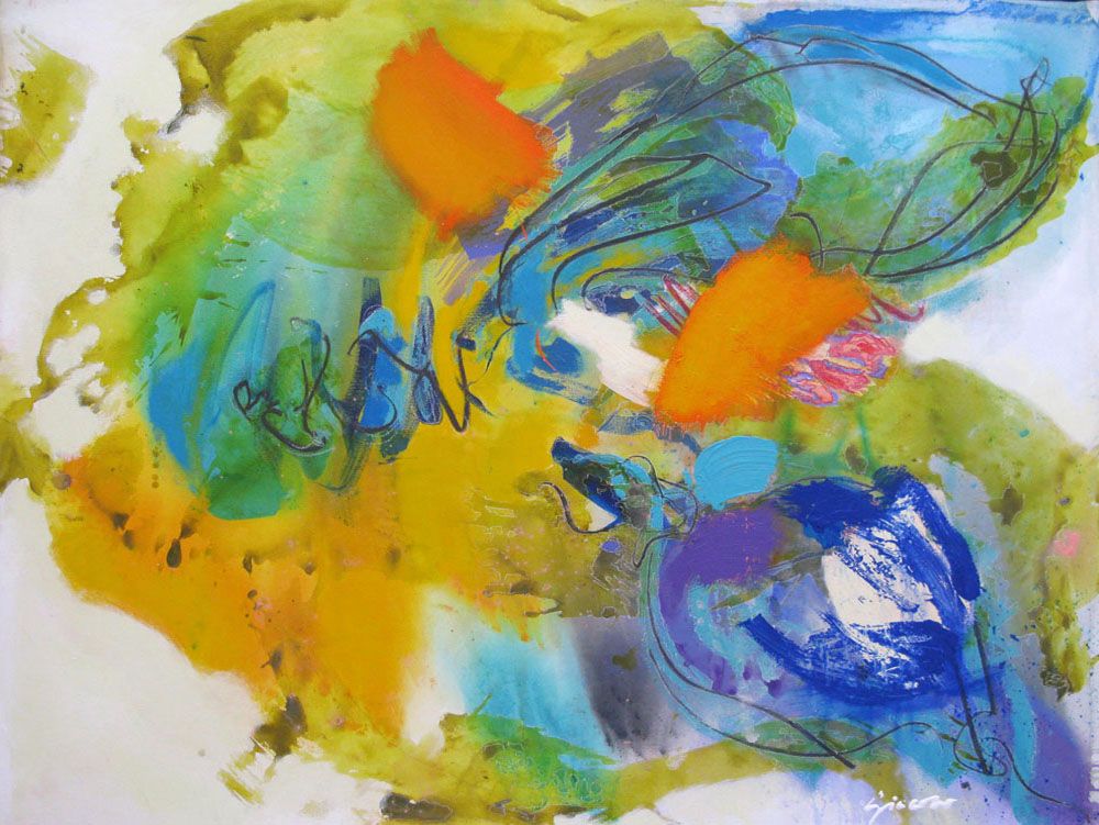 Tableau de GIACOMO a pour titre JARDIN ET VENT style abstrait dim : GIACOMOprix:1500